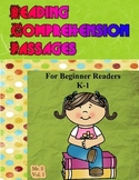 Reading Comprehension 25 passages for beginners K-1  Volume 1