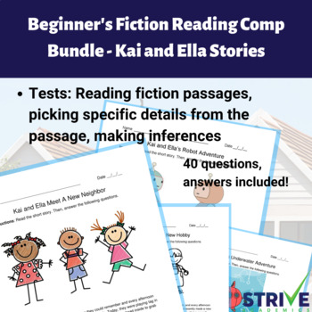 Preview of Beginner's Fiction Reading Comprehension Pack 1 - Kai and Ella Stories