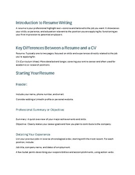 Preview of Beginner's Guide to Resume Writing