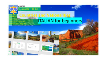 Preview of Beginner's Italian Countries and Nationalities