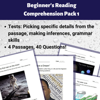 Preview of Beginner's Reading Comprehension Pack 1
