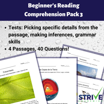 Preview of Beginner's Reading Comprehension Pack 3