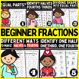 ❤️ Beginner 2nd 1st Fractions and Partitioning Worksheets 