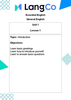 Preview of ESL/ EFL - Beginners English Level A1 Full Lesson plans + activities
