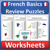 Beginners French Vocabulary Basics Fun Review Puzzles Worksheets