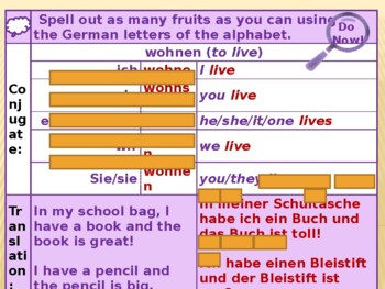 Preview of Beginners' German Lesson 14 - Speaking or Writing Assessment