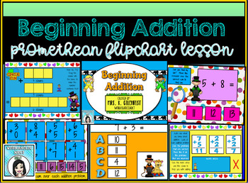 Preview of Beginning Addition Promethean ActivInspire Flipchart Lesson