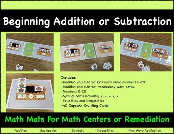 Preview of Beginning Addition and Subtraction Remedial Math Mats