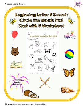 Beginning B Sound: Circle Words that Start with B Worksheet