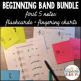 Beginning Band BUNDLE - First 5 Notes Flash Cards and Fing