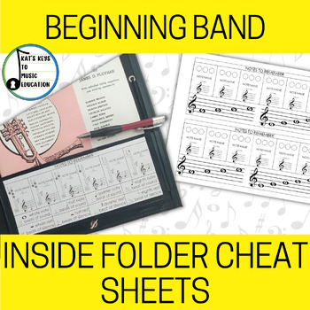 Preview of Beginning Band Inside the Folder Cheat Sheets - Middle School Band Memory Helper
