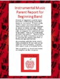 Beginning Band Parent Report