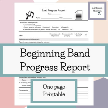 Preview of Beginning Band Progress Report - Musical Skills Grading Sheet
