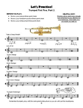 Beginning Band First Five Notes TRUMPET by Let's Play In Band | TpT