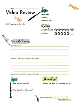 Preview of Beginning Band Video Review Resource Page