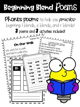 Beginning Blend Poems And Activities L Blends S Blends R Blends