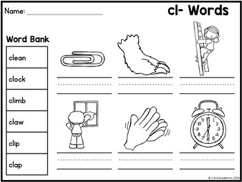 Beginning Blend Worksheets for First Grade - Consonant Blend Worksheets