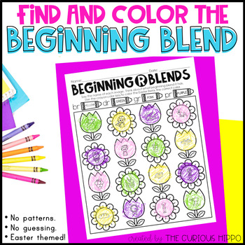 Preview of Beginning Blend find and color Easter worksheets - no prep