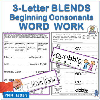 Preview of Beginning Blends Activities & Worksheets for 3-Letter Blends
