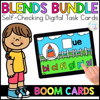 Preview of Beginning Blends Bundle (L, S, R Blends) | Digital Task Cards | Boom Cards