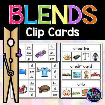 Beginning Blends Activities Clip Cards Center | Phonics Centers 1st Grade