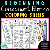 Beginning Consonant Blends Coloring Worksheets