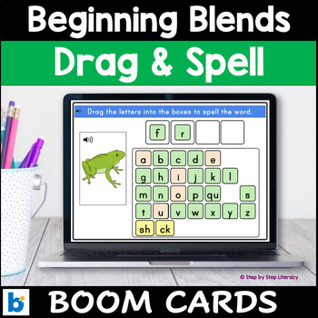 Preview of Beginning Blends Drag & Spell BOOM CARDS | Initial Blends Spelling
