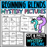 Beginning Blends Fun Mystery Picture Worksheets: Cut and Paste