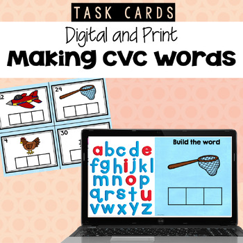 Preview of Making CVC Words Task Cards and Worksheets