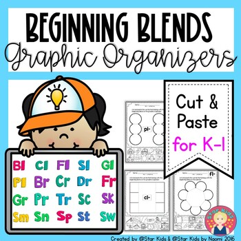 Preview of Beginning Blends Graphic Organizers | Cut and Paste for K-1
