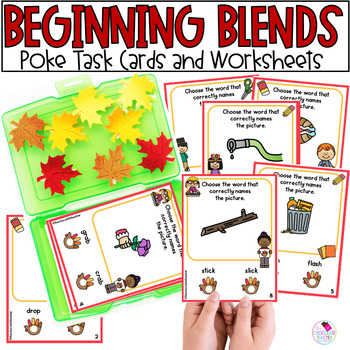 Preview of Beginning Consonant Blends - Thanksgiving Activities - Task Cards -  Phonics