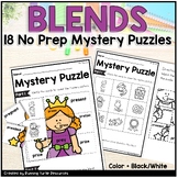 Beginning Blends Mystery Puzzles, No Prep Kindergarten, 1s