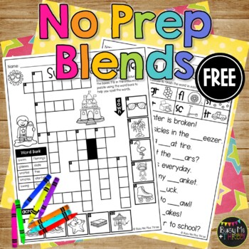 Preview of Beginning Blends No Prep Printables Word Study Phonics FREEBIE