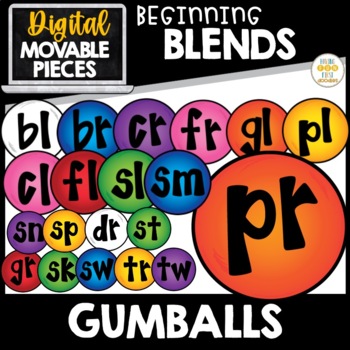 Preview of Beginning Blends Phonics Clipart Bubble Gum Ball Movable Clipart Pieces