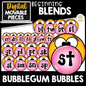 Preview of Beginning Blends Phonics Clipart Bubble Gum Bubbles Movable Clipart Pieces