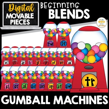 Preview of Beginning Blends Phonics Clipart Gum Ball Machines Movable Clipart Pieces