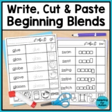 Beginning Blends Phonics Worksheets: Cut and Paste Activit