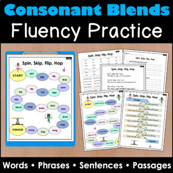 Preview of Beginning Blends Reading Fluency Passages Words Phrases Sentences | Binder