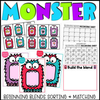 Beginning Blends Sorting - Monsters by The Curious Hippo | TpT