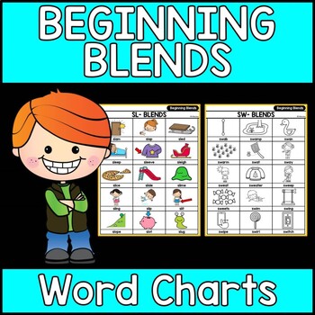 Preview of Beginning Blends Word Charts || Student Handouts and Writing Centers