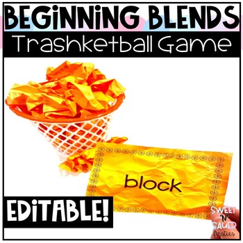 Preview of Beginning Blends and Editable Trashketball Game