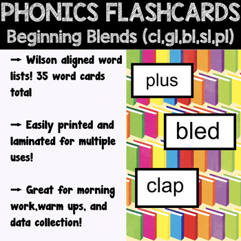 Preview of Beginning Blends (cl,gl,bl,sl,pl) Word Cards
