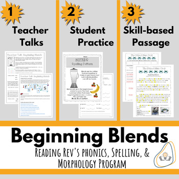 Preview of Beginning Blends for Intermediate Grades- Orton Gillingham Print and Go!