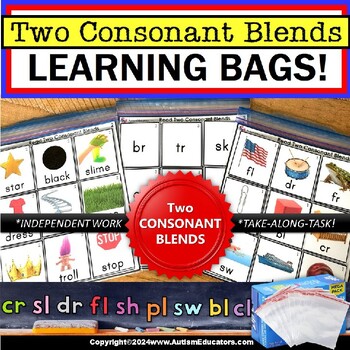Preview of Beginning Blends with Two Consonants in Words Learning Bags for Autism