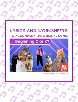 Preview of Beginning C or K? / C Cat Rule / K Kite Rule lyrics and worksheets