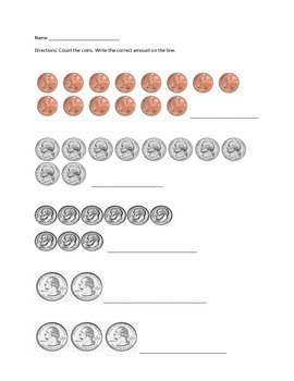 Beginning Coins/Money Counting Practice by TeacherLCG | TpT