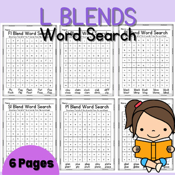 Beginning Consonant Blend: L Blend Word Search- bl-, cl-, fl-, gl-, pl ...