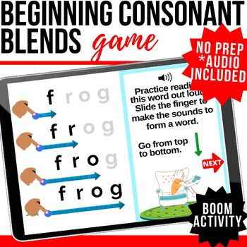 Preview of Beginning Consonant Blends Boom™ Game! Drag the letters Segmenting & Blending