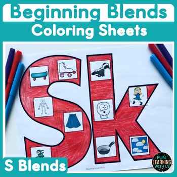 Preview of Beginning Consonant Blends Coloring Sheets | Sc Sk Sl Sm Sn Sp St Phonics Center