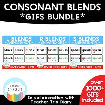 Preview of Beginning Consonant Blends Words GIFS Growing BUNDLE ($36 value)